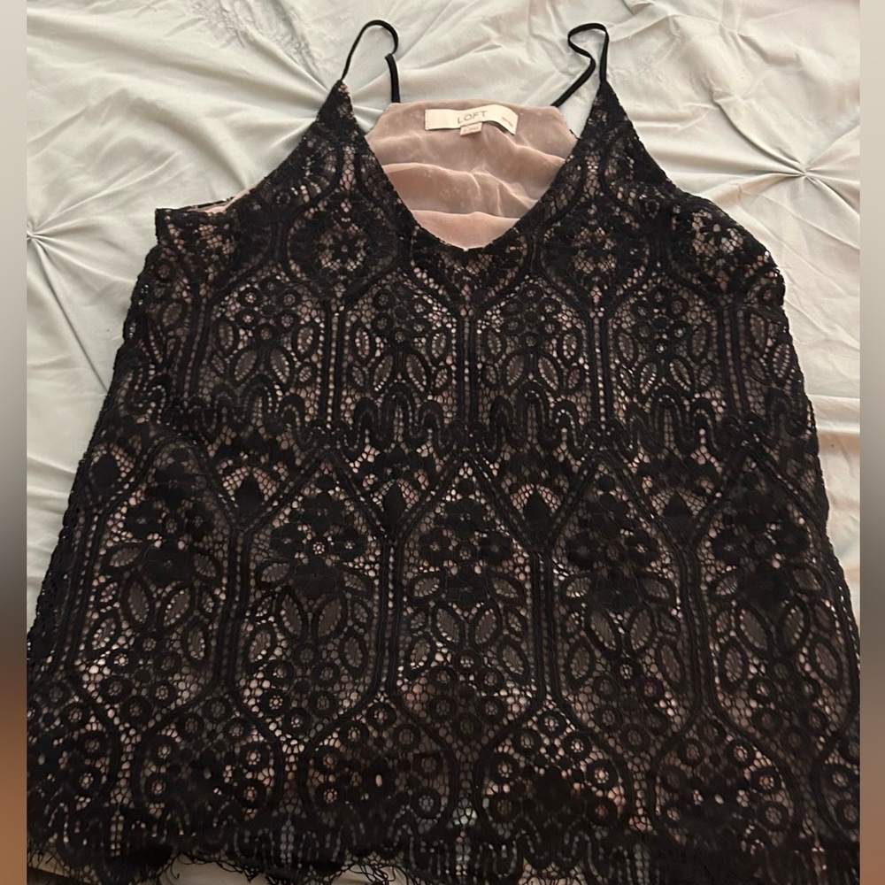 LOFT lace overlay halter top